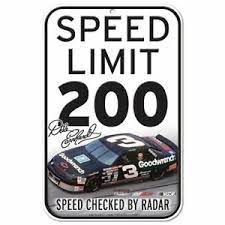 What do nascar drivers do when they have to pee? Nascar Speed Limit Sign 200 Mph Plastic Dale Earnhardt Decal 3 Garage Wall Sign 663185570647 Ebay