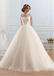The returned item must be in perfect condition (as new), you can try the dress on, but be sure not to stretch it or make any dirty marks, otherwise it will not be accepted. 159 99 Glamorous Tulle High Collar Neckline Ball Gown Wedding Dress Dressilyme Ball Gown Wedding Dress Wedding Dresses Princess Ballgown Gown Wedding Dress