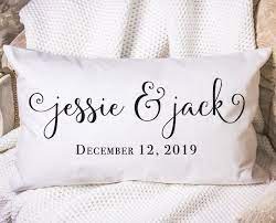 Custom Valentine Gift Throw Pillow With Couples Names Wedding Date Bridal Shower Engagement Gi Custom Valentine Gift Wedding Pillows Custom Wedding Gifts