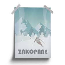 Vintage Poster Zakopane Winter Snow Mountains Instant Download Wall Art Large Poster Poland Skiing Tatry Vintage Ski Posters Vintage Posters Zakopane