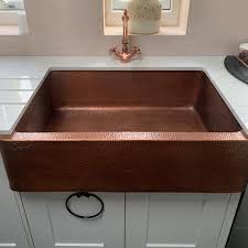 single bowl copper kitchen sink front