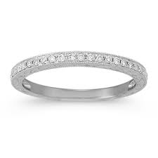 Vintage Engraved Diamond Wedding Band In 2020 Diamond Wedding Bands Vintage Diamond Wedding Bands Platinum Diamond Wedding Band