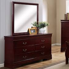 Crown Mark B3800 Louis Phillipe 6 Drawer Dresser With Square Mirror Wayside Furniture Dresser Mirror Sets