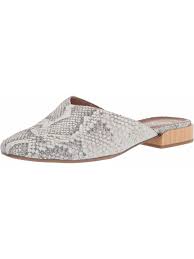 Franco Sarto Womens Gray Snake Print Cushioned Van Square Toe Block Heel Slip On Leather Mules 7 M Walmart Com