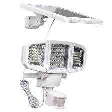 Patriot Lighting White Integrated Led Triple Head Solar Powered Motion Sensor Outdoor Security Flood Light At Menards