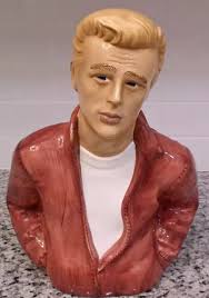 VINTAGE JAMES DEAN Ceramic Bust Clay Art San Francisco 1986 1987