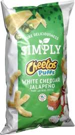 Maybe you would like to learn more about one of these? Simply Cheetos Puffs White Cheddar Jalapeno