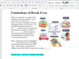 Break Even Analysis Starter Activity And Test Yourself Exam Questions For Level 2 Gcse And Btec Fin