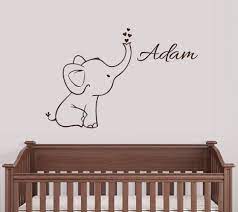Personalized Elephant Wall Decal Nursery Decor Ebay In 2021 Elephant Decal Nursery Nursery Wall Decals Elephant Nursery