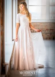 Modest By Mon Cheri Tr21903 Short Sleeve Wedding Dress Pink Bridesmaid Dresses Dusty Pink Bridesmaid Dresses