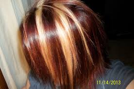 My Actual Hair Color I Just Got Done Deep Copper Red With Chunk Blonde Highlights Didn T Have The Date Set Hair Blonde Hair With Highlights Blonde Hair Color
