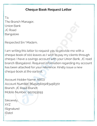 Cheque Book Request Letter Format Sample And How To Write Cheque Book Request Letter A Plus Topper