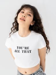 T-shirt Nữ Croptop In Chữ | YODY