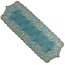 Beaded Scallop Table Runner Turquoise Table Table Runners Table Runner Diy