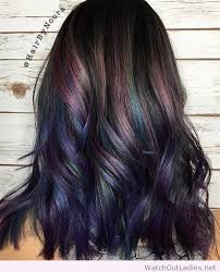 Black And Rainbow Hair Color Watch Out Ladies Fashion Beauty Ladies Blog Hair Styles Peacock Hair Color Oil Slick Hair