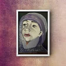 VTG PORTRAIT OF Little Boy Painting Or Photograph Framed Home Decor Brown  Hair £47.11