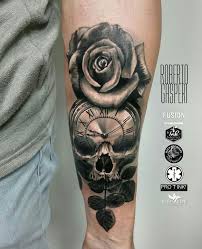 Bird Clock And Rose Tattoo Pin On Roberto Redemption Tattoo Studio