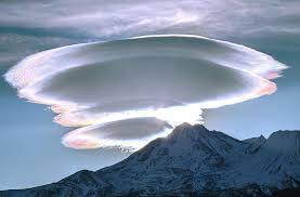 Iridescent lenticular clouds over Mount ...