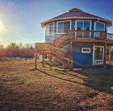 Deltec Homes Deltechomes On Instagram A Two Story 800 Model Just Outside Of Asheville The Red Metal Roof Adds So Much Cha Dome House Round House Prefab