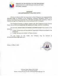 Check spelling or type a new query. Advisory On Suspension Of Visa Free Entry