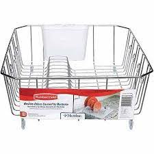 Consider buying a small dish holder featuring an attractive silver finish with a modern utensil holder adding style to the kitchen. Rubbermaid Large Antimicrobial Dish Drainer Chrome Walmart Com Dish Racks Sink Dish Drainer Sink Dish Rack