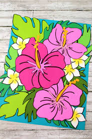 This page is about paper hibiscus flower pattern,contains tropical hibiscus flower seamless pattern. Tropical Paper Flower Craft With Flower Printable Messy Little Monster