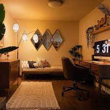 Jaki P Jakfruit Hygge Small Windowless Office Den Inspiration Bohemian Cozy Accents By Anthropologie Ur Therapist Office Decor Leather Office Chair Home