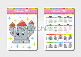 55 * 40 mm note pad size: Calendar For 2021 With A Cute Character Royal Castle Pocket Stock Vector Crushpixel
