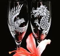 Dragon and Phoenix Wedding Champagne Flutes, Chinese Symbol for Marriage  Harmony, Wedding Toast Glasses