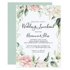 Gold Green Foliage Wedding Luncheon Bridal Shower Invitation Zazzle Com Tea Bridal Shower Invitations Bridal Shower Invitations Foliage Wedding