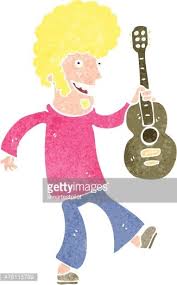 Old blues guitarist and my inspiration: Retro Cartoon Guitar Player Clipart Image