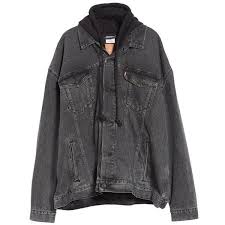 Women S Vetements Oversized Removable Hood Denim Jacket 2 150 Liked On Polyvore Featuring Outerwear Grunge Jacket Hooded Denim Jacket Jean Jacket Outfits