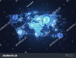 Global Network Connection Bitcoin Crypto Currency Blockchain Technology World Map Point Composition Concep Blockchain Technology Crypto Currencies Blockchain