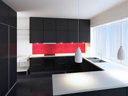 The bright red that is paired with glossy black makes for a a trendy red and black kitchen. Home Architec Ideas Black And Teal Kitchen Ideas