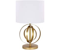 Grosse Tischleuchte Monia Lampenfuss Goldfarben Lampenschirm Weiss Kabel Transparent Lampe Tisch Tischlampen