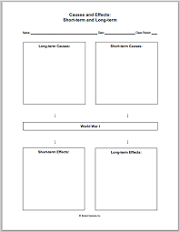 World War I Causes And Effects Free Printable Worksheet