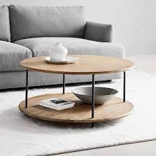 An eternal material, and titled: Tiered Wood Coffee Table