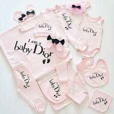 The brand carries an adorable clothing collection ranging from preemie to young children. Introducing Our Best Seller Soft Cotton Baby Set That Can Be Personalized With Your Baby Name For Baby Boy And Girl Baby Chanel Baby Dior Baby Outfits Newborn
