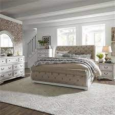 Magnolia Manor Upholstered Sleigh Bed 6 Piece Bedroom Set In Antique White Finish By Liberty Furniture 244 Br Qslus Liberty Furniture White Bedroom Set Furniture Furniture