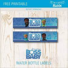 Free Printable African American Boss Baby Water Bottle Labels Birthday Buzzin In 2020 Water Bottle Labels Birthday Boss Baby Bottle Labels