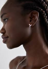 Vivienne Westwood Adel Single Stud Earring Vivienne Westwood Silver Tone Adel  Black Bolt Enamel Stud Earrings