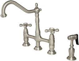 The faucet doesn't require much for installation as it has only four holes that it needs to be attached by. Kingston Brass Ks1278axbs Heritage Kitchen Faucet With Brass Sprayer 8 3 4 Brushed Nickel Touch On Kitchen Sink Faucets Amazon Com