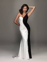 Half And Half White Evening Dress Black And White Gown White Evening Gowns