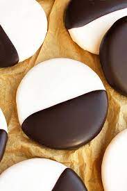 Print Easy Black And White Cookies Prep Time 10 Mins Cook Time 20 Mins Total Time 30 Mins In 2021 Black And White Cookies White Cookie Moon Cookies