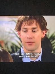 Why does karen keep “joking” about dating other coworkers/colleagues? It's  not even funny and always makes me cringe : r/DunderMifflin