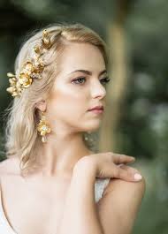 Bridal Flower Large Hair Comb ELLIE Gold