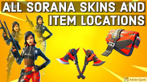 They feature unlockable styles (stages) that can be changed at any time once. All Sorana Outfits And Item Locations Pickaxe Back Bling Green And White Outfit Locations
