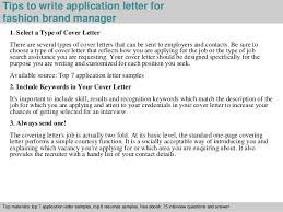 Cover letter format (examples) 2. Fashion Brand Manager Application Letter