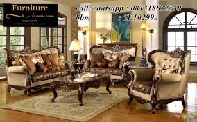Nikmati kemudahan dekorasi rumah dengan produksi kami. Set Sofa Ruang Tamu Mewah Jok Coklat Ksi 51 Furniture Idaman