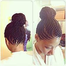 Feeding Cornrows Cornrows Braids Braiding Braids Into A Bun Located In Baltimore Text Natural Hair Styles African Braids Hairstyles Natural Hair Braids